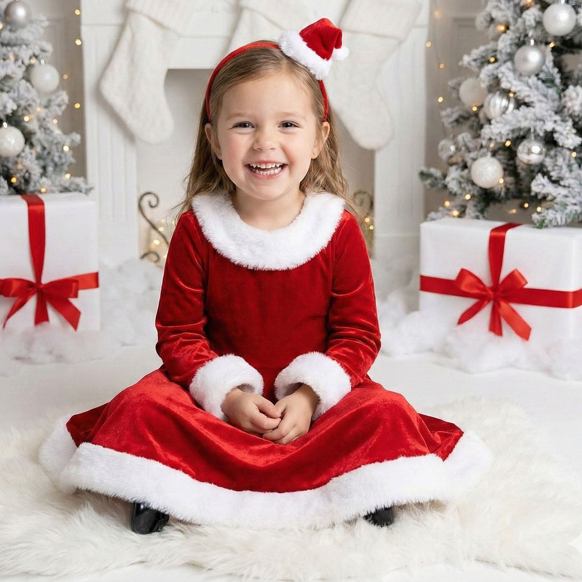 2PCS Christmas Headbands For Women and Girls Santa Xmas Hat Reindeer Hairloop For Christmas Party Decoration Headwear - ForBaysyAngel
