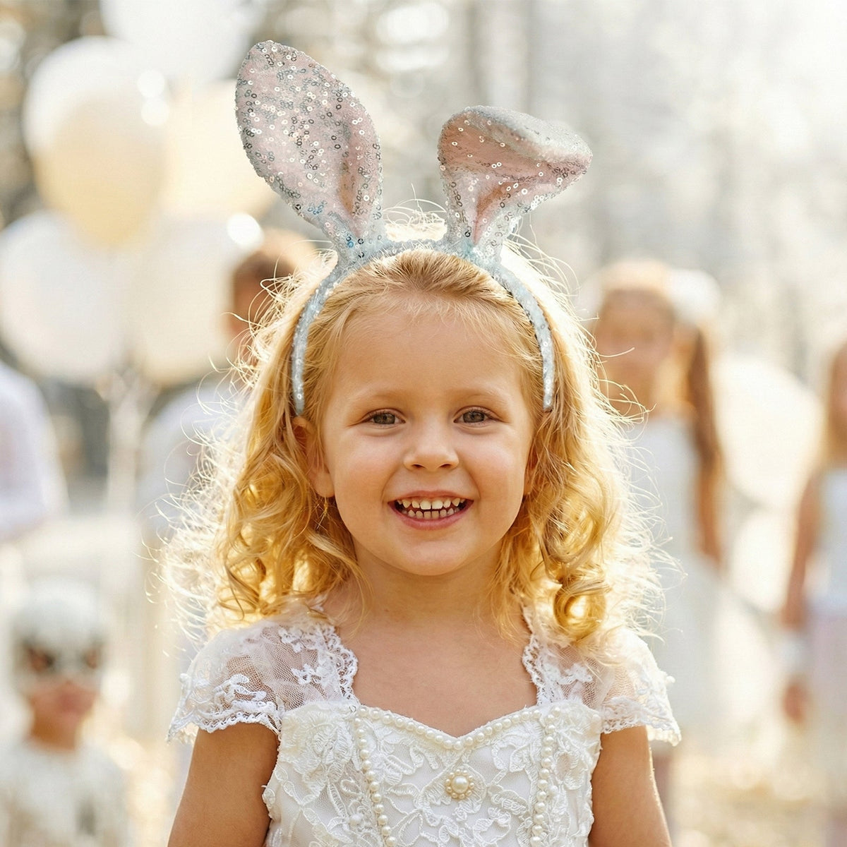 3PACK Glitter Bunny Ears Headband for Girls Dress Up & Costume Parties - ForBaysyAngel