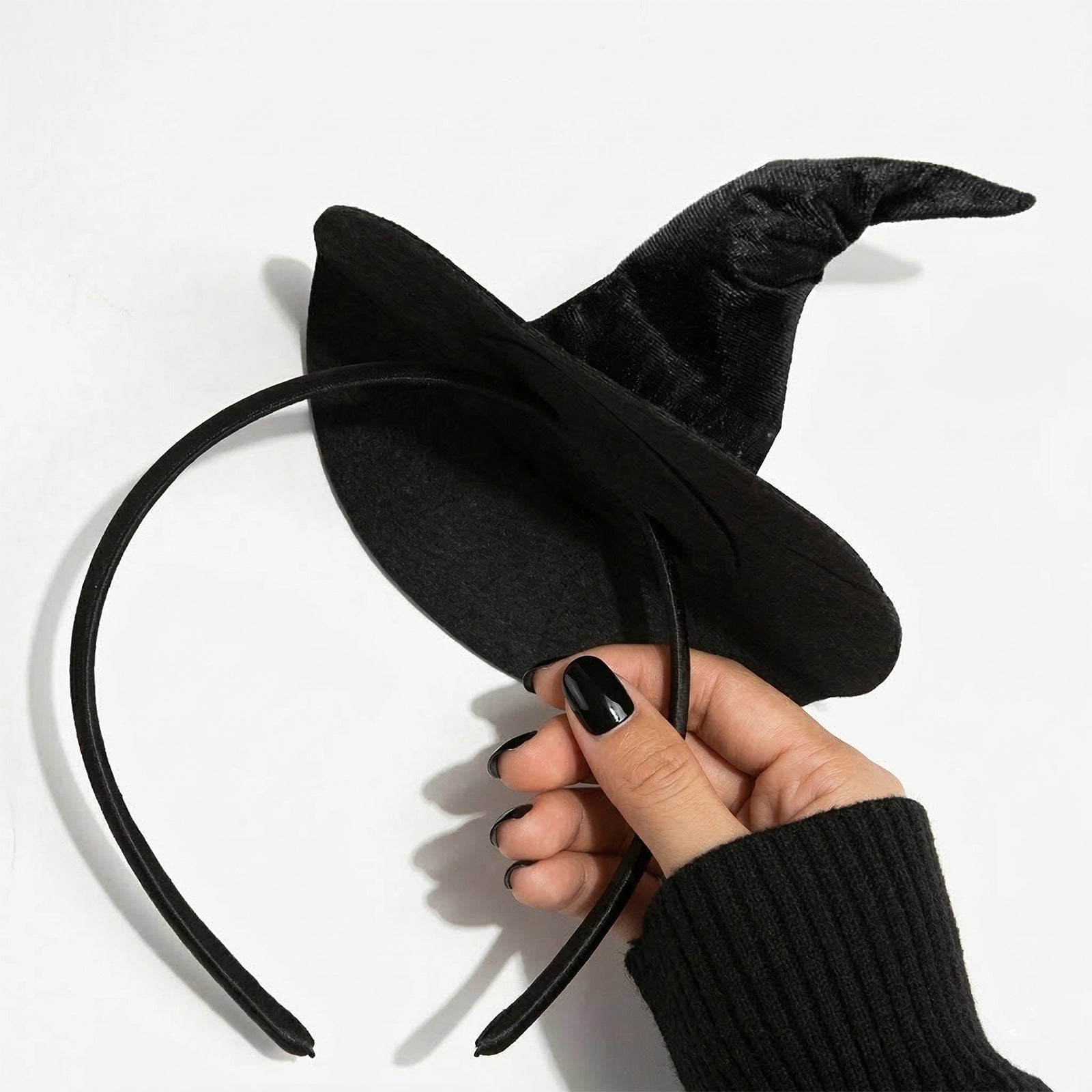 Black Velvet Mini Witch Hat Headband – Halloween Costume Accessory - ForBaysyAngel