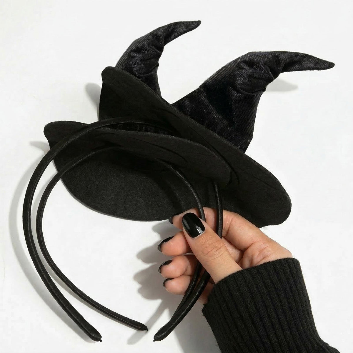 Black Velvet Mini Witch Hat Headband – Halloween Costume Accessory - ForBaysyAngel