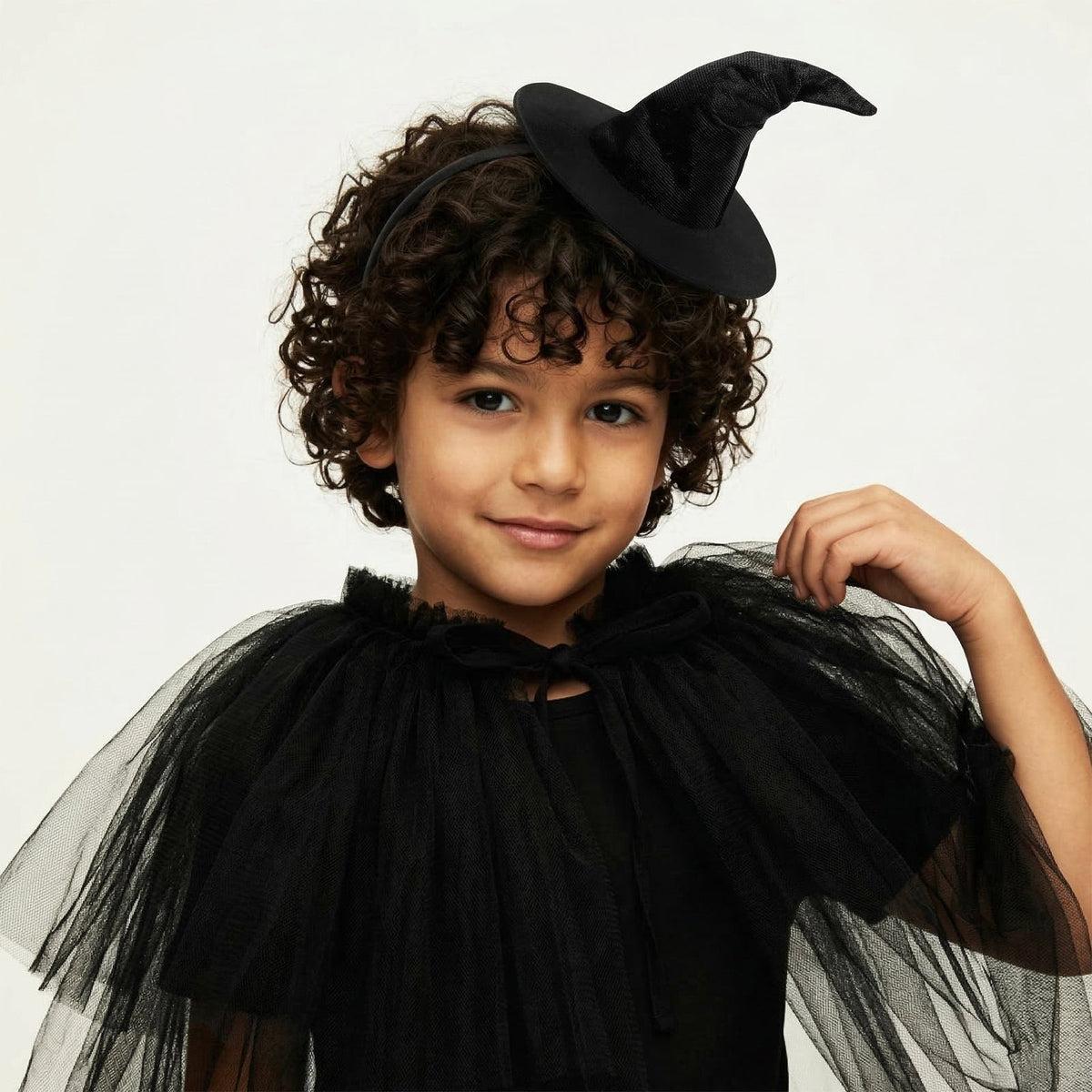 Black Velvet Mini Witch Hat Headband – Halloween Costume Accessory - ForBaysyAngel