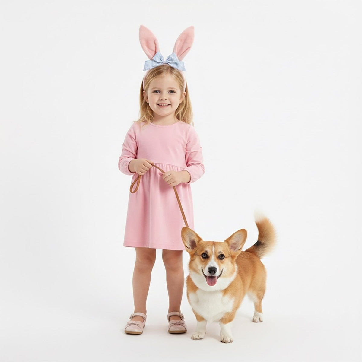Classic Cottage Bunny Headband Velvet Ears with Bow - ForBaysyAngel