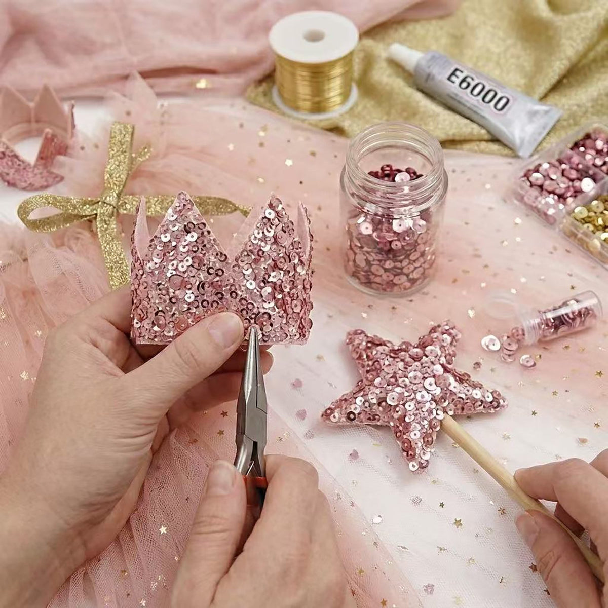 Fairy Dress Up Tulled Cape with Star Wand & Crown Headband - ForBaysyAngel