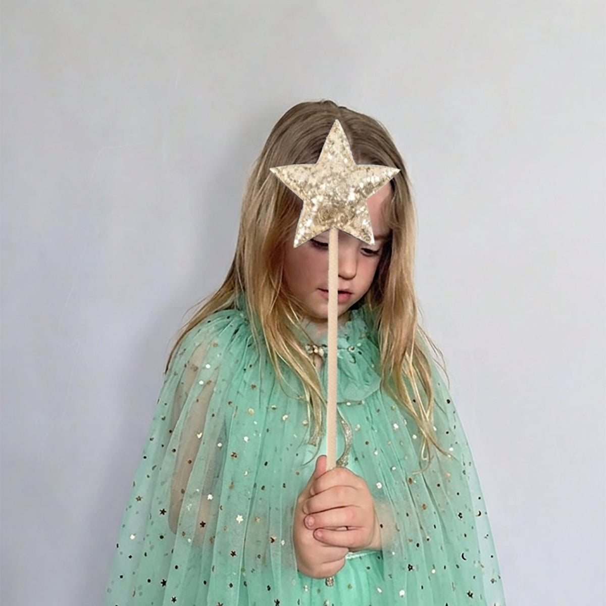 Fairy Dress Up Tulled Cape with Star Wand & Crown Headband - ForBaysyAngel