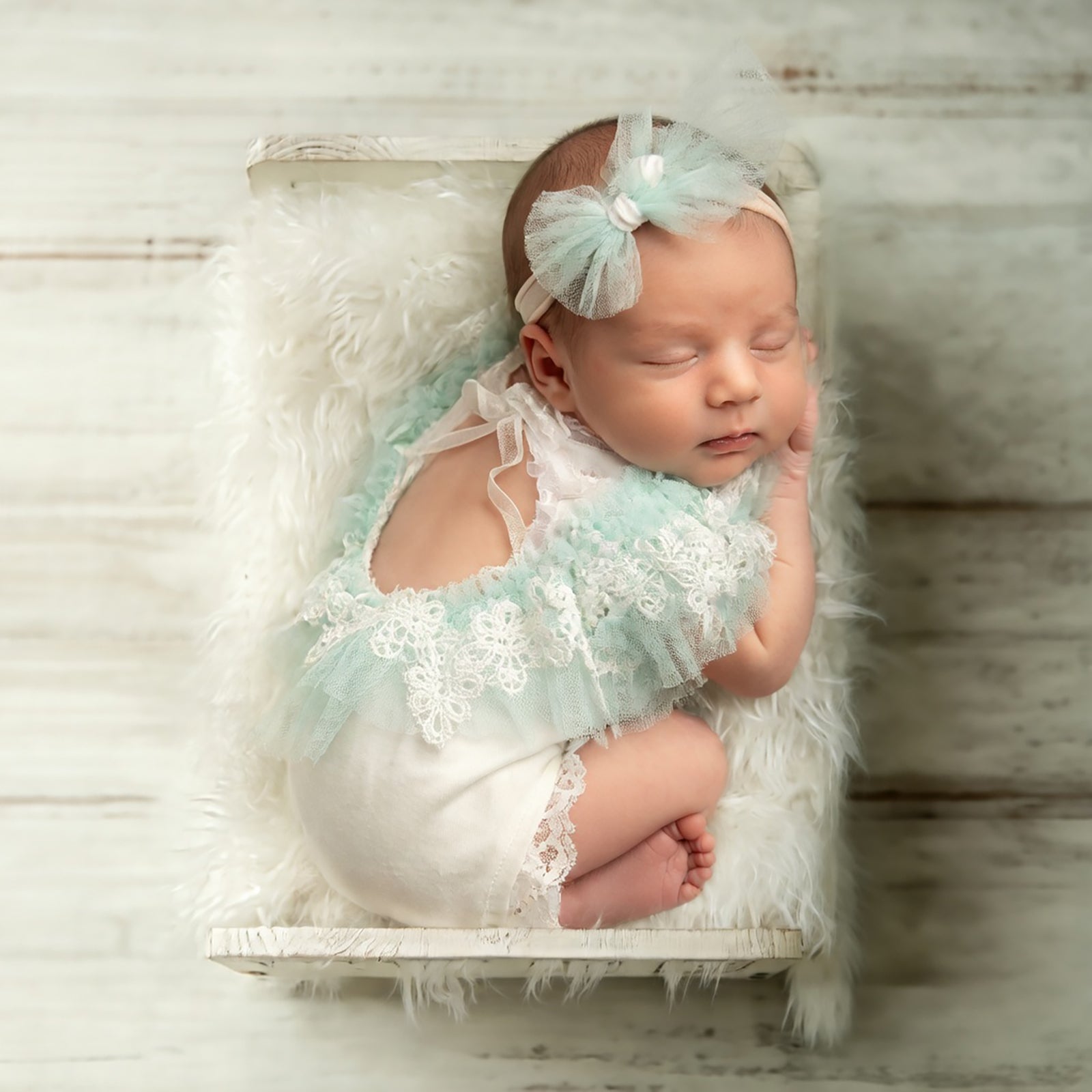 Lace Newborn Romper Set with Headband Infant Girl Photo Prop Outfit - ForBaysyAngel