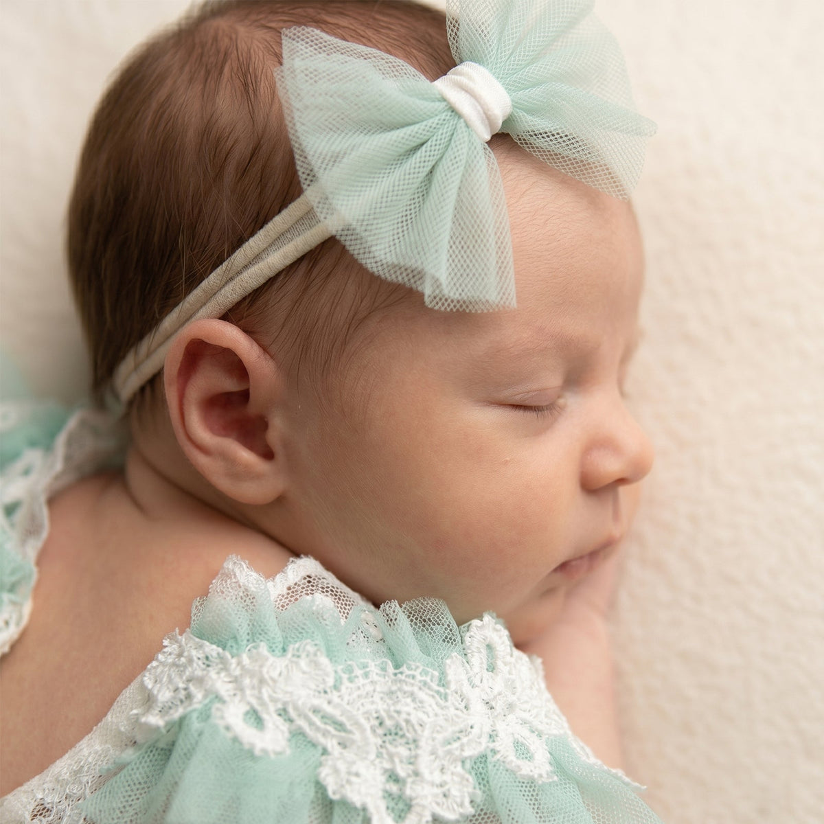 Lace Newborn Romper Set with Headband Infant Girl Photo Prop Outfit - ForBaysyAngel