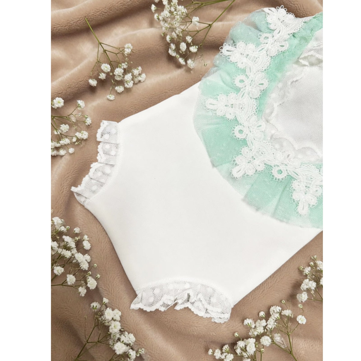 Lace Newborn Romper Set with Headband Infant Girl Photo Prop Outfit - ForBaysyAngel