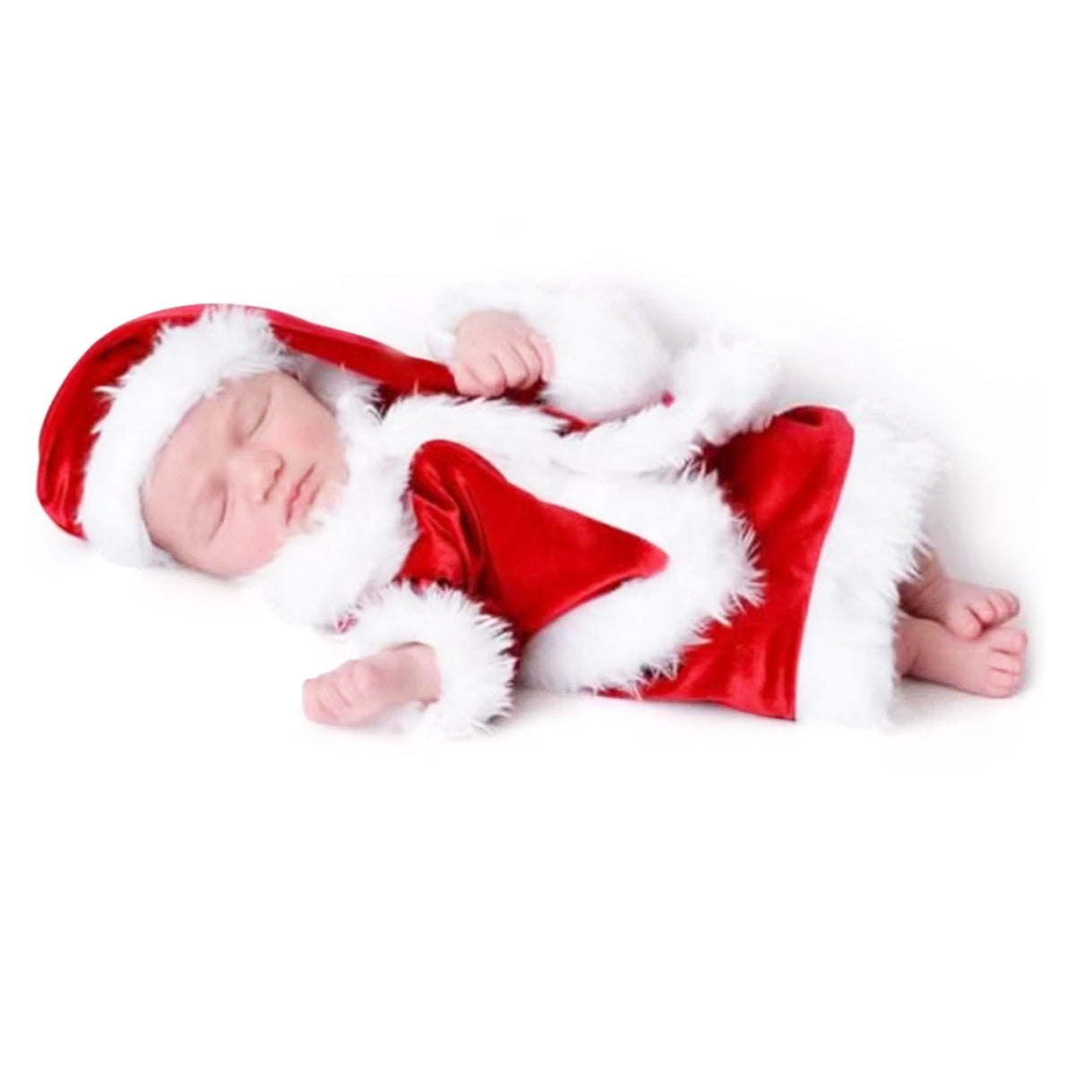 Newborn Baby Christmas Photo Props Outfit Infant Boys Girl Photoshoot Costume Red jumpsuit With Xmas Hat - ForBaysyAngel