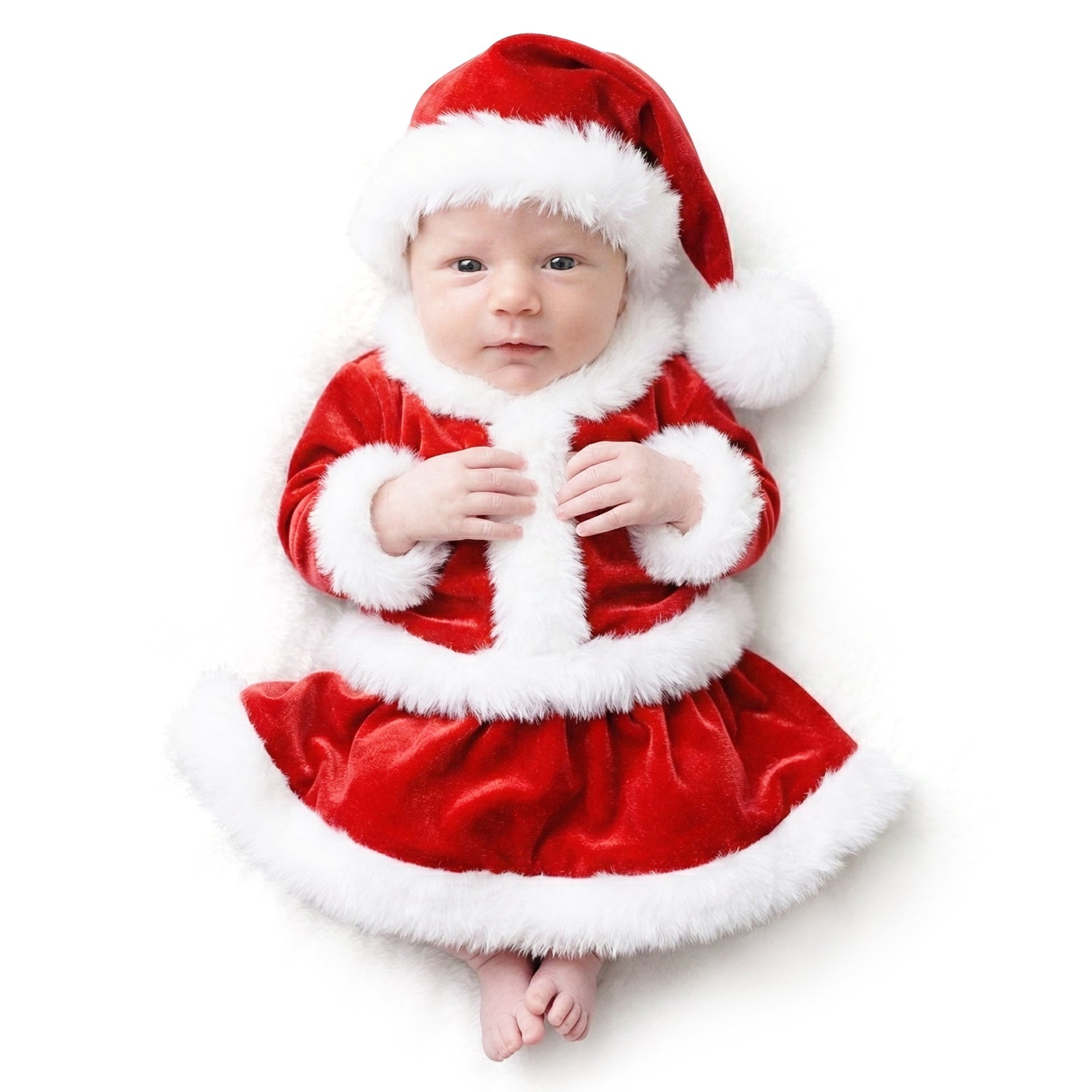 Newborn Baby Christmas Photo Props Outfit Infant Boys Girl Photoshoot Costume Red jumpsuit With Xmas Hat - ForBaysyAngel