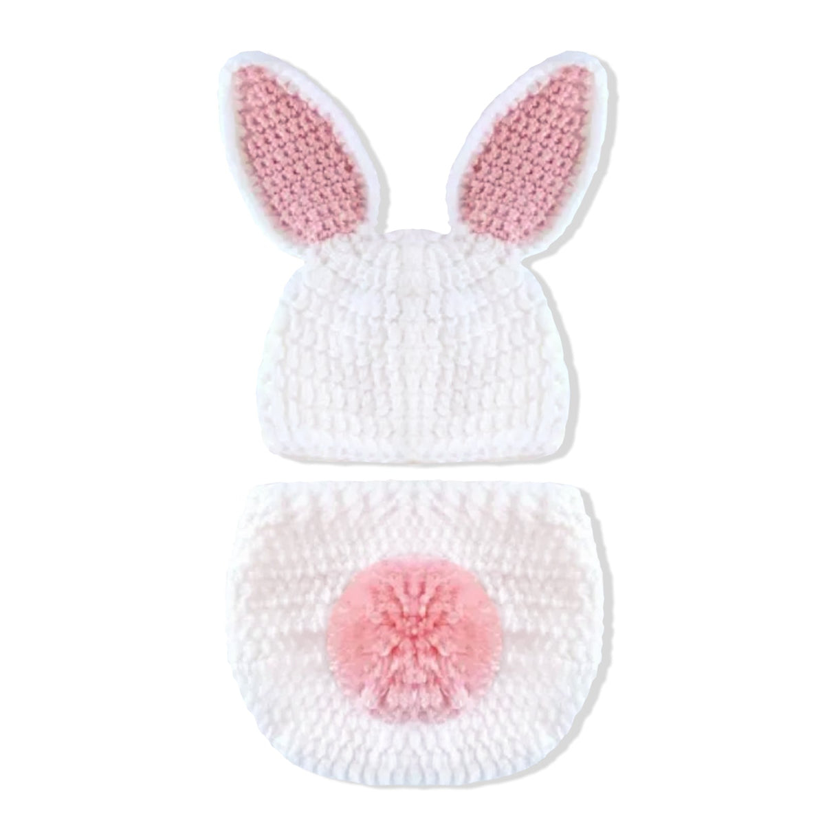 Newborn Bunny Photography Prop Easter Outfit with Pom Pom Tail - ForBaysyAngel