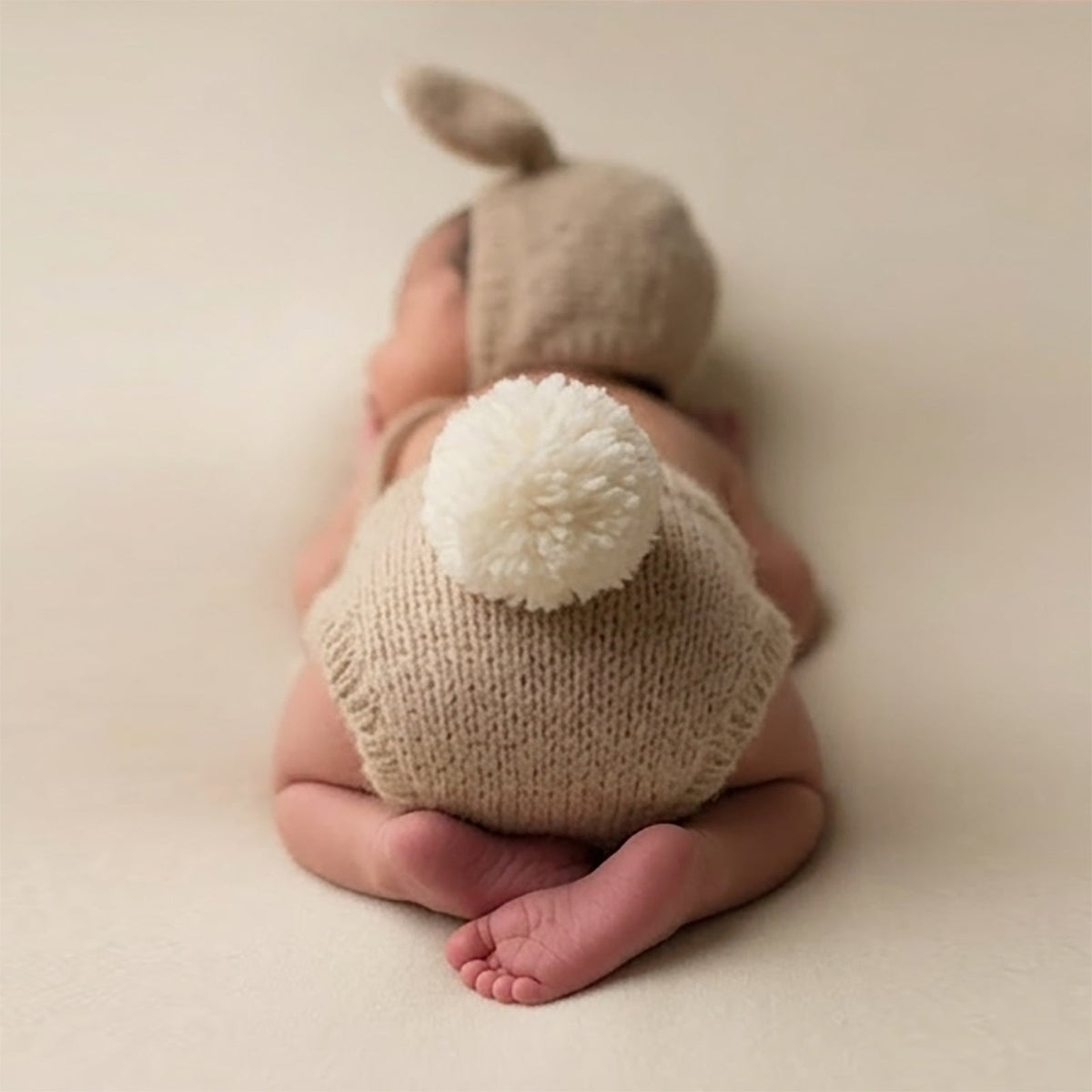 Newborn Bunny Photography Prop Easter Outfit with Pom Pom Tail - ForBaysyAngel