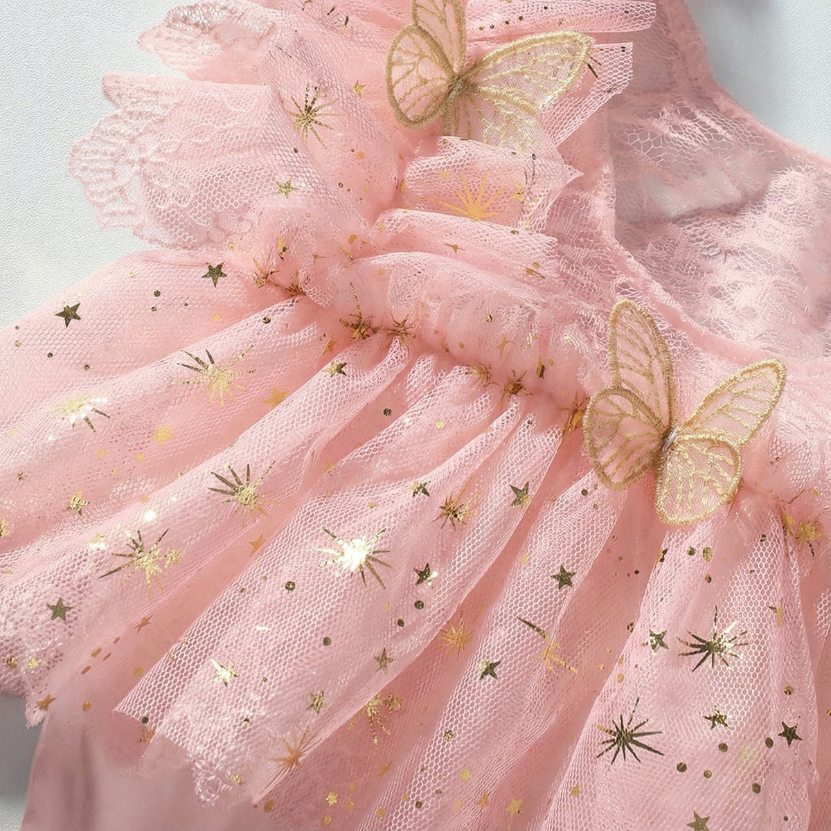 Newborn Girls Photography Prop Outfit - Butterfly Tulle Lace Romper with Headband - ForBaysyAngel