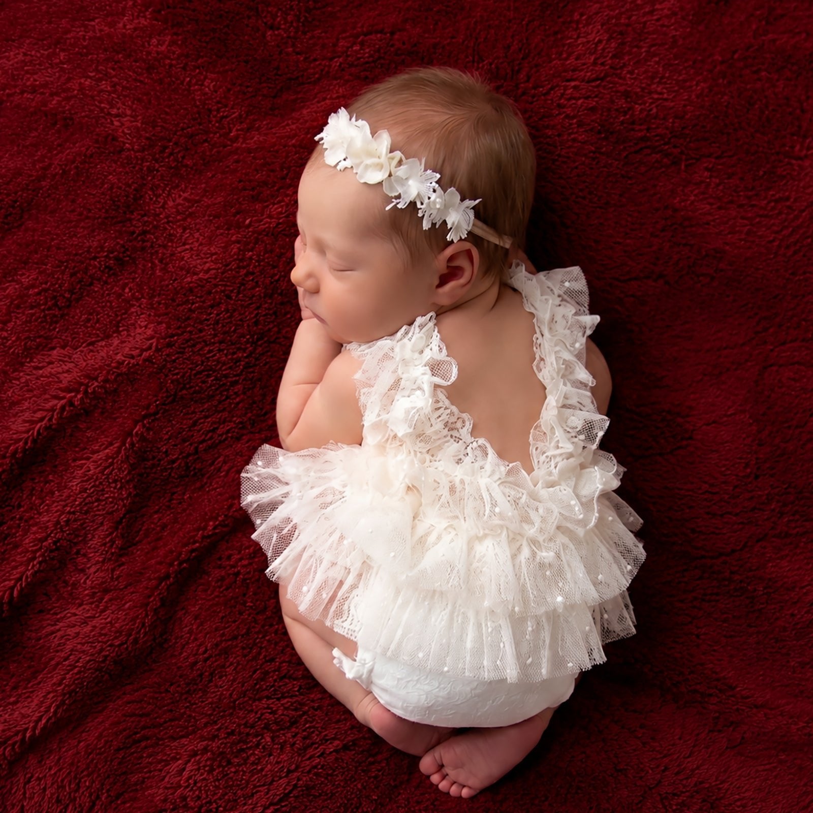 Newborn Lace Romper Photo Prop Tutu Dress – Snow White - ForBaysyAngel