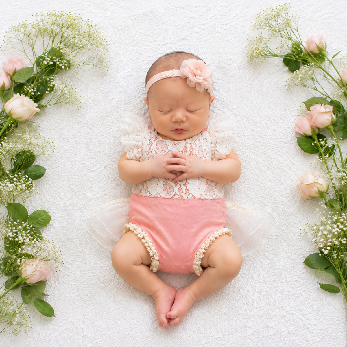 Newborn Lace Romper with Headband Set-Vintage Lace Baby Girl Photography Outfit - ForBaysyAngel