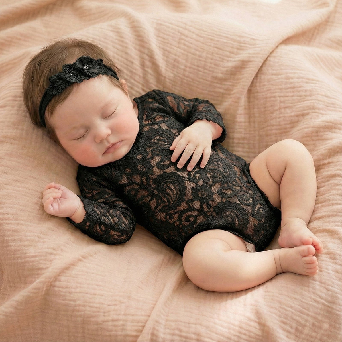 Newborn Photography Lace Romper Tutu Dress Bow Headband Set - ForBaysyAngel