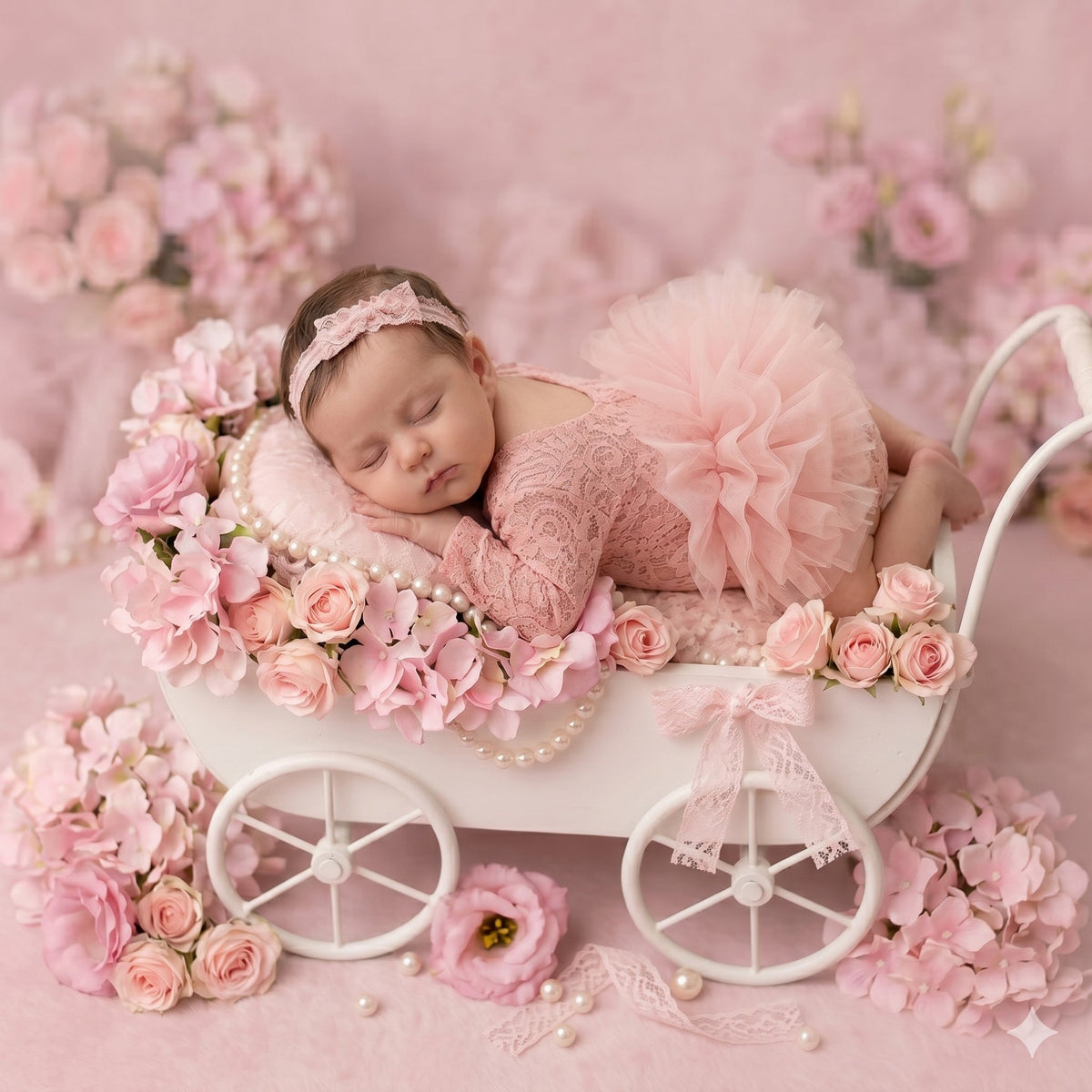 Newborn Photography Lace Romper Tutu Dress Bow Headband Set - ForBaysyAngel