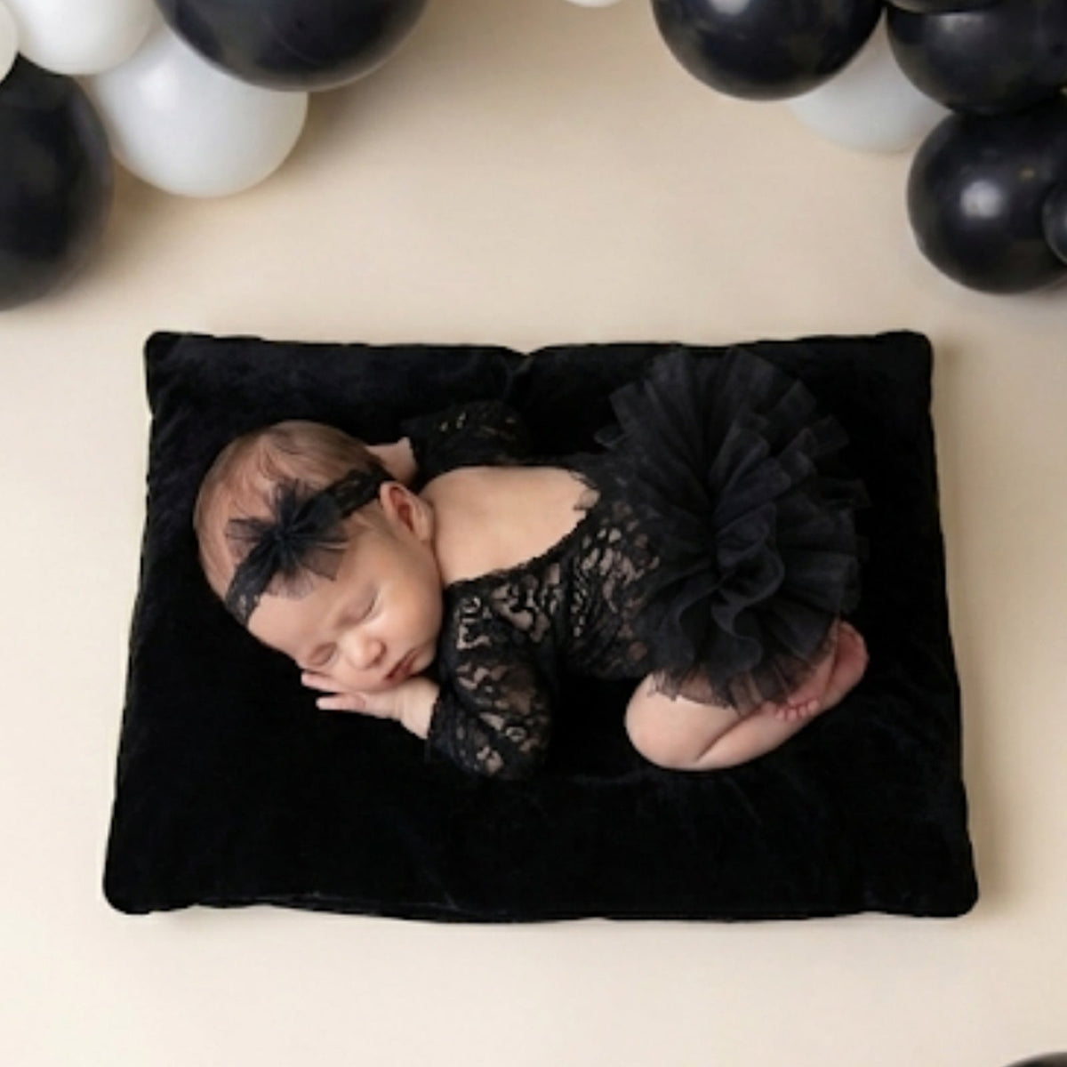 Newborn Photography Lace Romper Tutu Dress Bow Headband Set - ForBaysyAngel