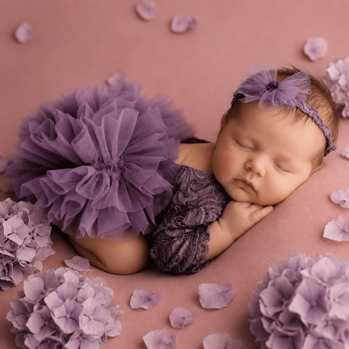 Newborn Photography Lace Romper Tutu Dress Bow Headband Set - ForBaysyAngel