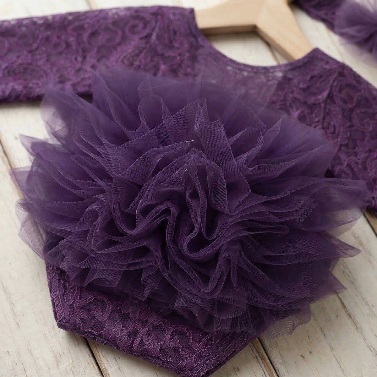Newborn Photography Lace Romper Tutu Dress Bow Headband Set - ForBaysyAngel