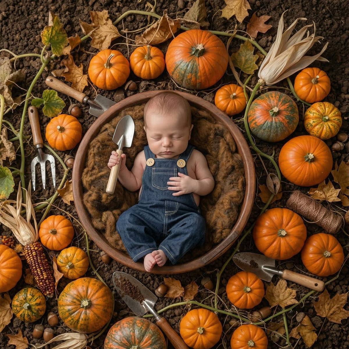 Newborn Photography Props Denim Overalls Set, Baby Photo Shoot Outfits Cowboy Costume - ForBaysyAngel