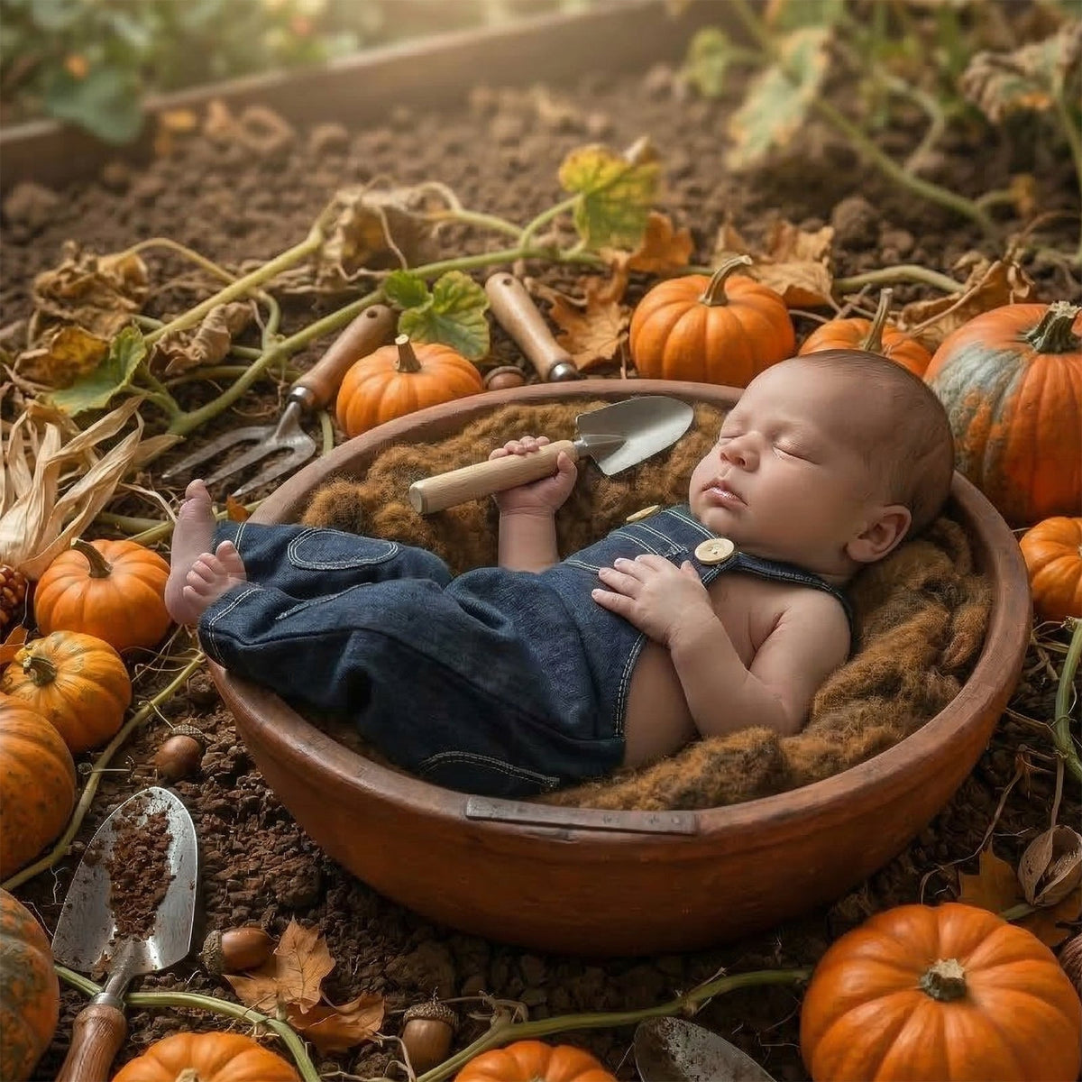 Newborn Photography Props Denim Overalls Set, Baby Photo Shoot Outfits Cowboy Costume - ForBaysyAngel
