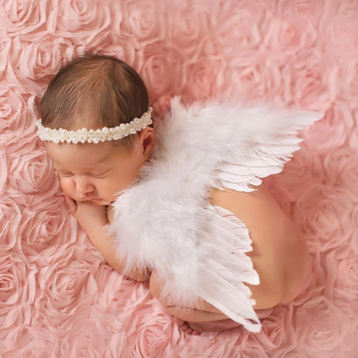 Newborn Photography Props Photoshoot Costume Feather Angel Wings with Fluffy Halo Newborn Pocture Outfit - ForBaysyAngel