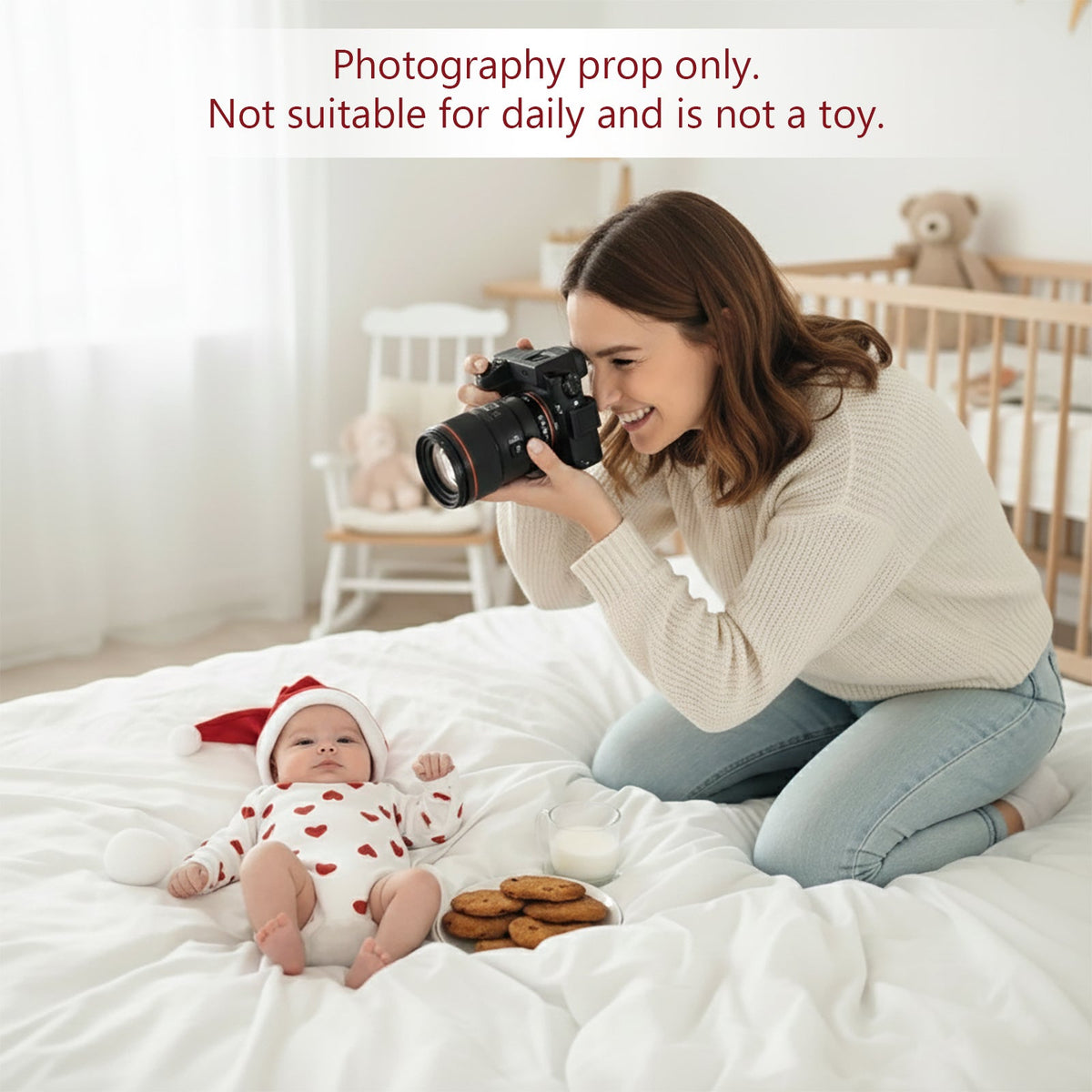 Newborn Photography Props Valentine's Day Photoshoot Outfit Romper with Santa Hat - ForBaysyAngel