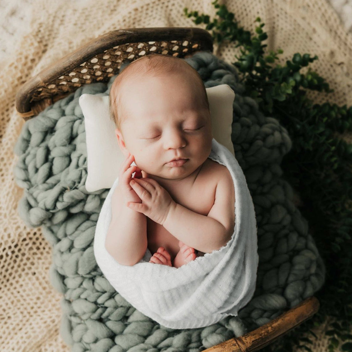 Newborn Photography Waffle Wrap (59" x 15") Newborn Photography Props for Baby Boys and Girls - ForBaysyAngel