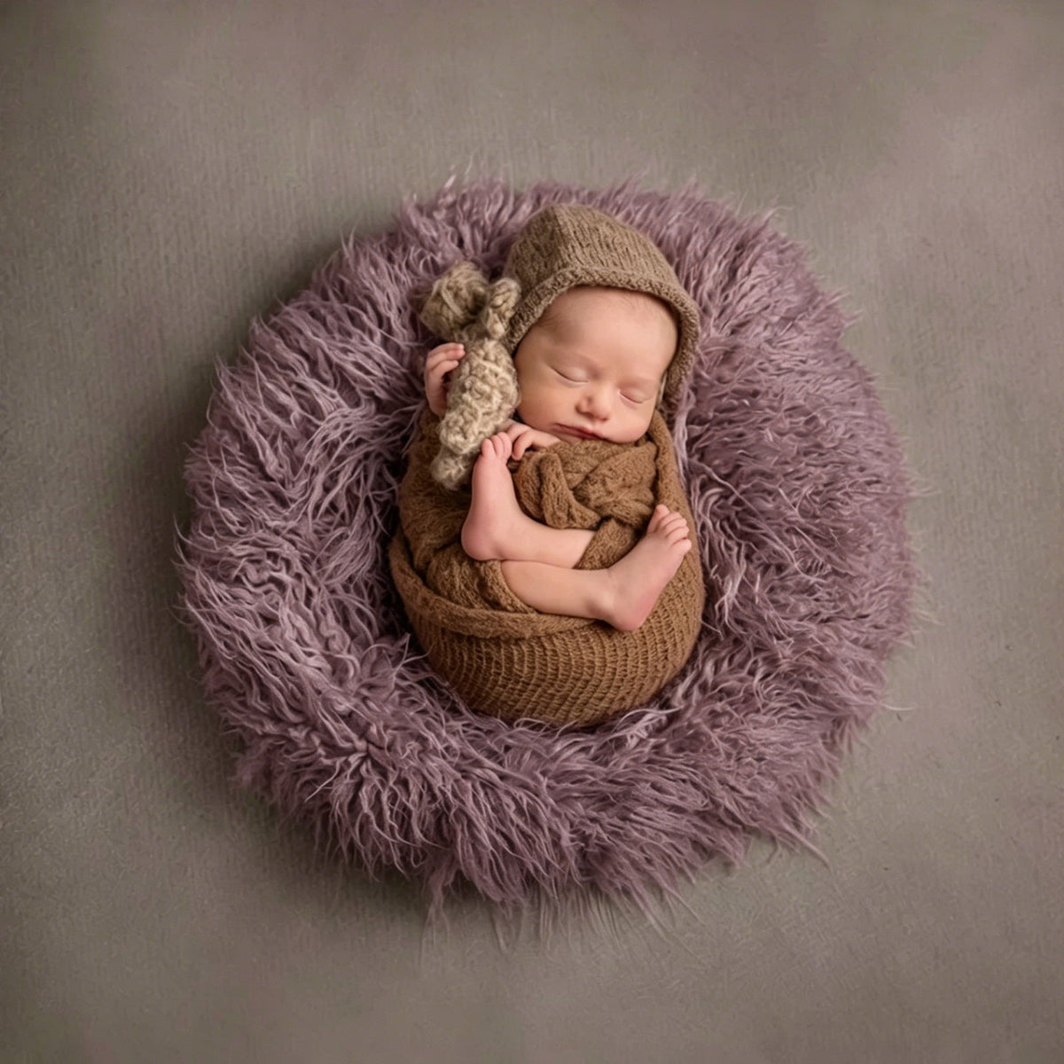 Newborn Shaggy Blanket Faux Fur Baby Photography Basket Filler, 24.8-Inch Infant Photo Prop - ForBaysyAngel