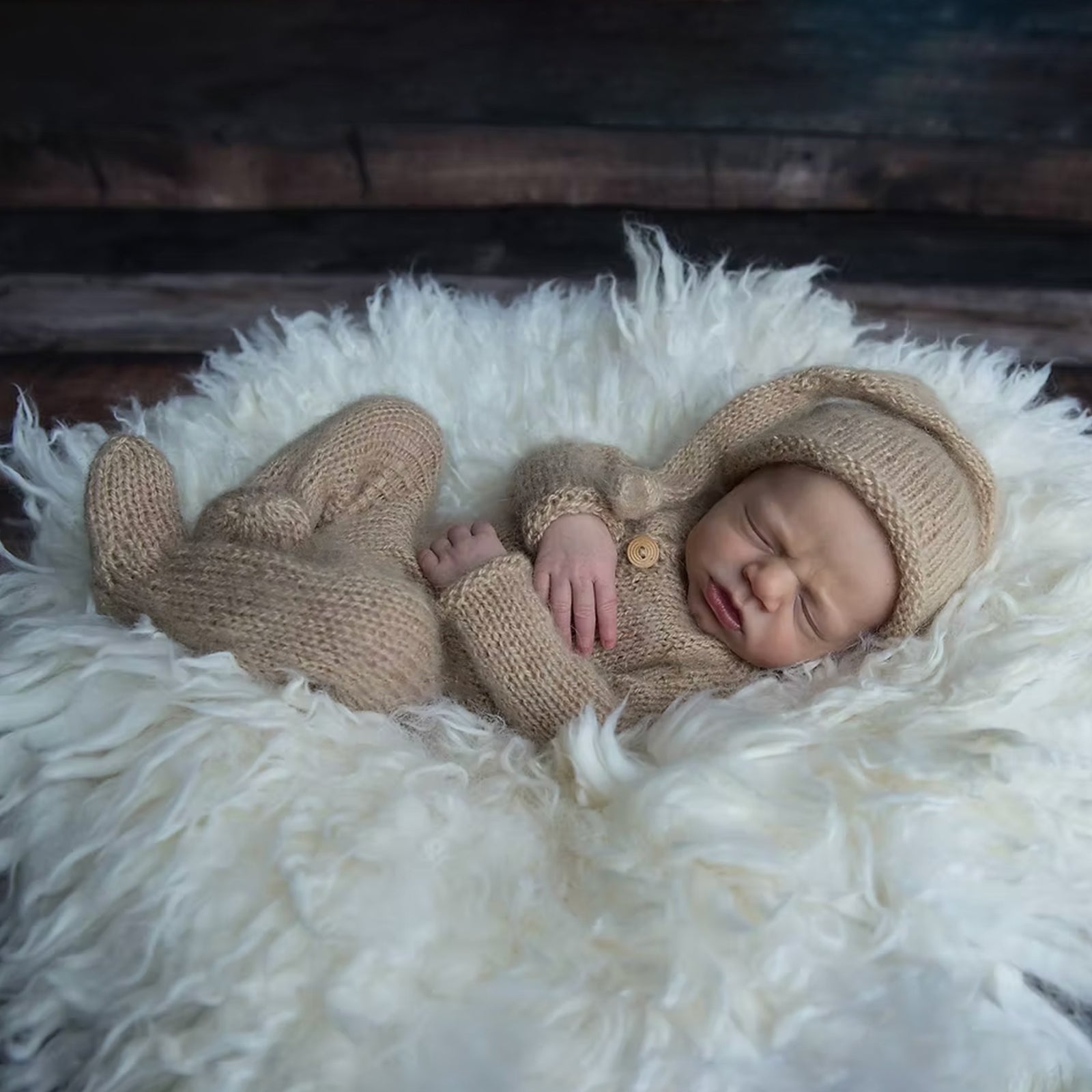 Newborn Teddy Bear Photography Outfit Romper & Hat - ForBaysyAngel