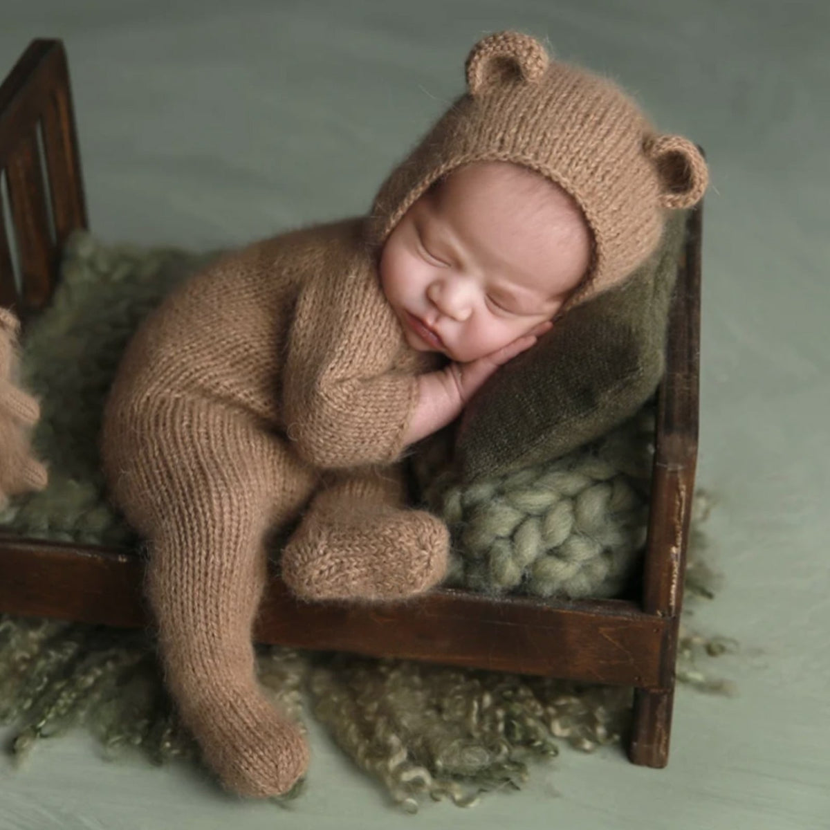 Newborn Teddy Bear Photography Outfit Romper & Hat - ForBaysyAngel
