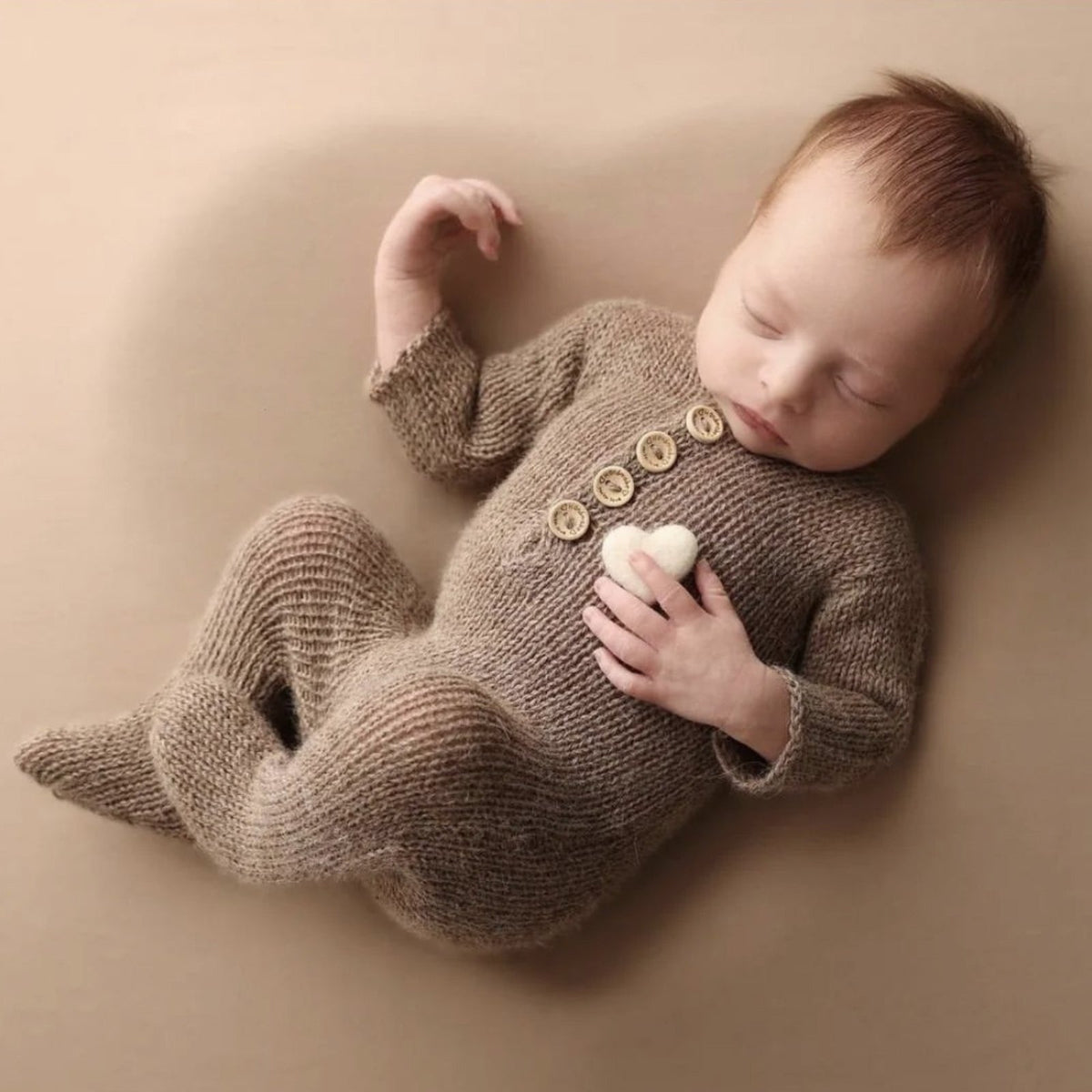 Newborn Teddy Bear Photography Outfit Romper & Hat - ForBaysyAngel