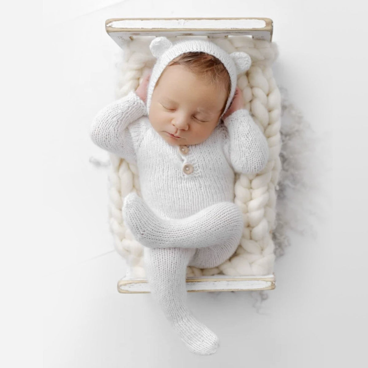 Newborn Teddy Bear Photography Outfit Romper & Hat - ForBaysyAngel