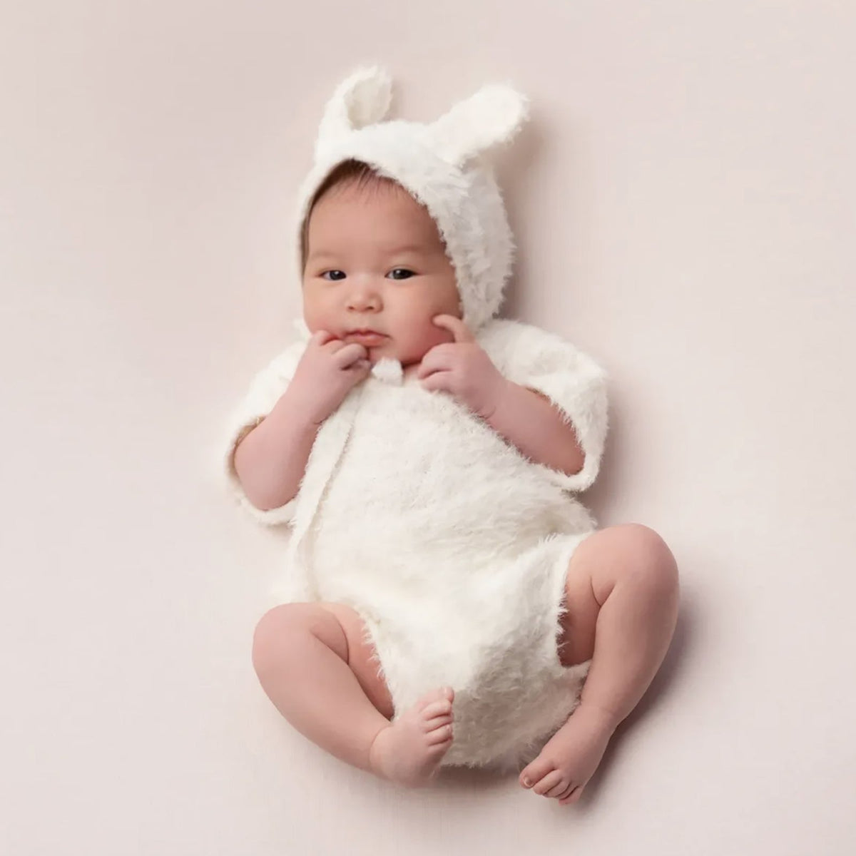 Plush Newborn Photography Prop Easter Baby Outfit with Bunny Ears Hat - ForBaysyAngel
