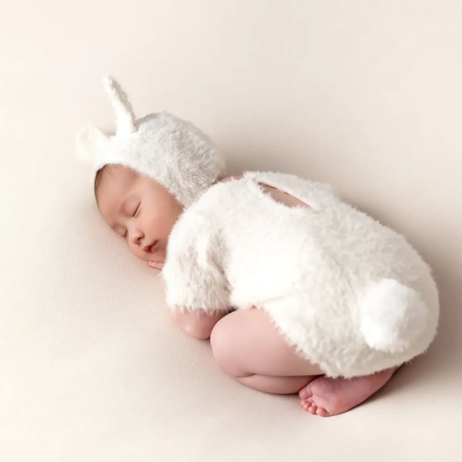 Plush Newborn Photography Prop Easter Baby Outfit with Bunny Ears Hat - ForBaysyAngel
