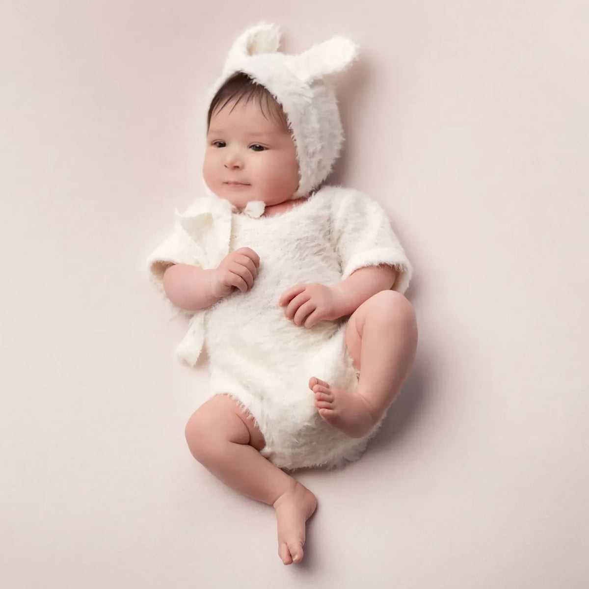 Plush Newborn Photography Prop Easter Baby Outfit with Bunny Ears Hat - ForBaysyAngel