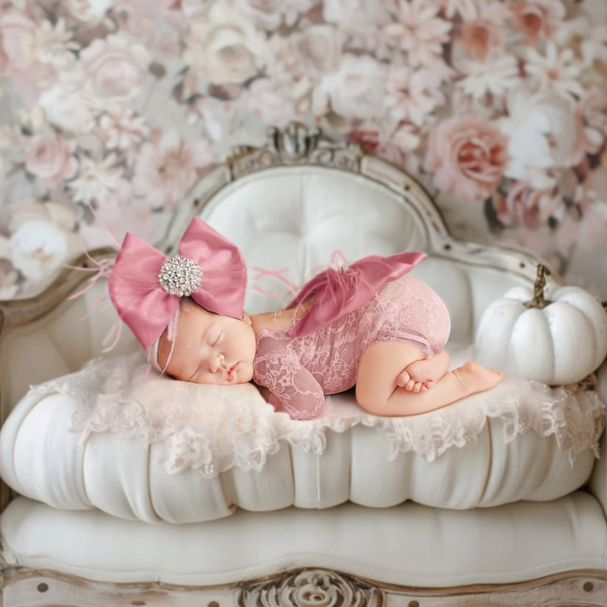 Vintage Newborn Lace Photography Romper & Headband Set - ForBaysyAngel