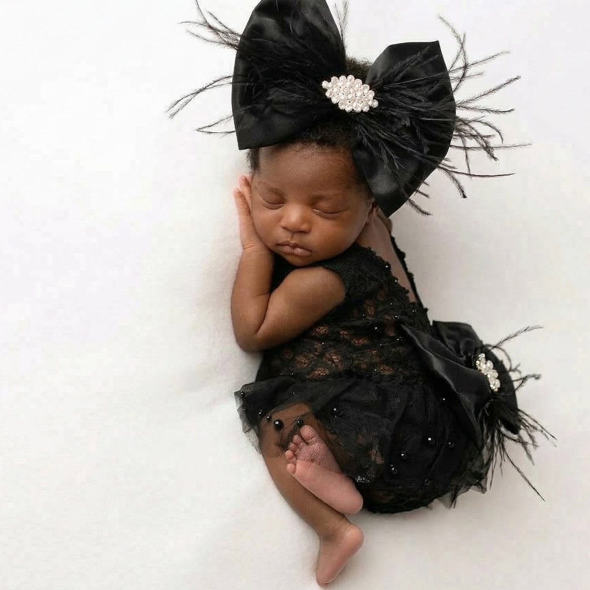 Vintage Newborn Lace Photography Romper & Headband Set - ForBaysyAngel